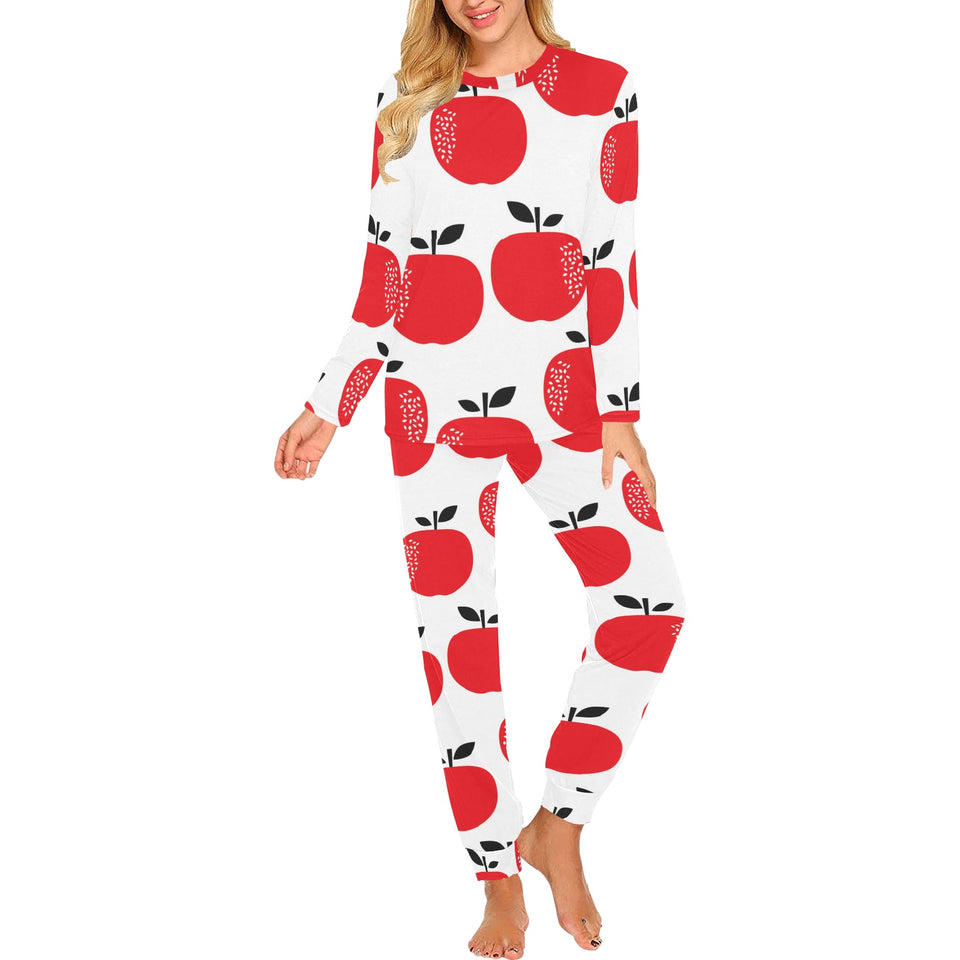 red apples white background Women's All Over Print Pajama Set