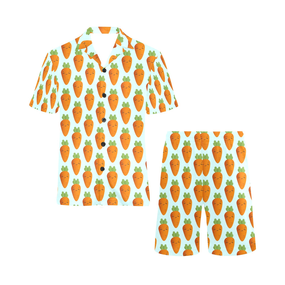 Carrot Pattern Print Design 03 Men's V-Neck Short Pajama Set