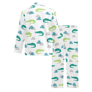 watercolor crocodile pattern Men's Long Pajama Set