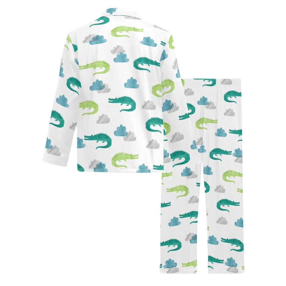 watercolor crocodile pattern Men's Long Pajama Set