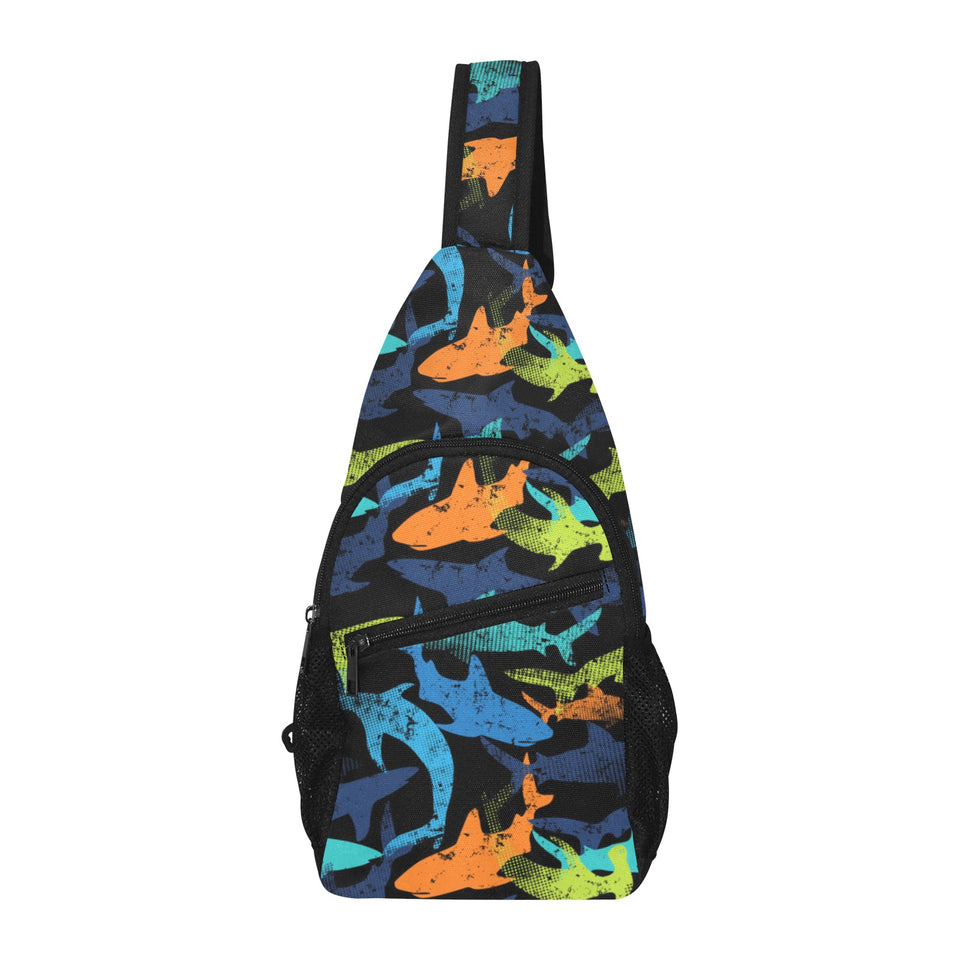 Colorful shark All Over Print Chest Bag