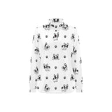 Cute french bulldog paw pattern Women's Long Sleeve Polo Shirt