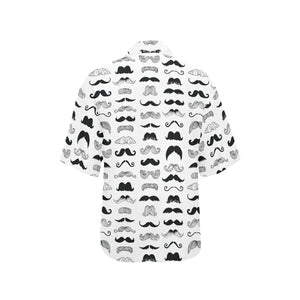 Mustache Beard Pattern Print Design 04 Women's All Over Print Hawaiian Shirt
