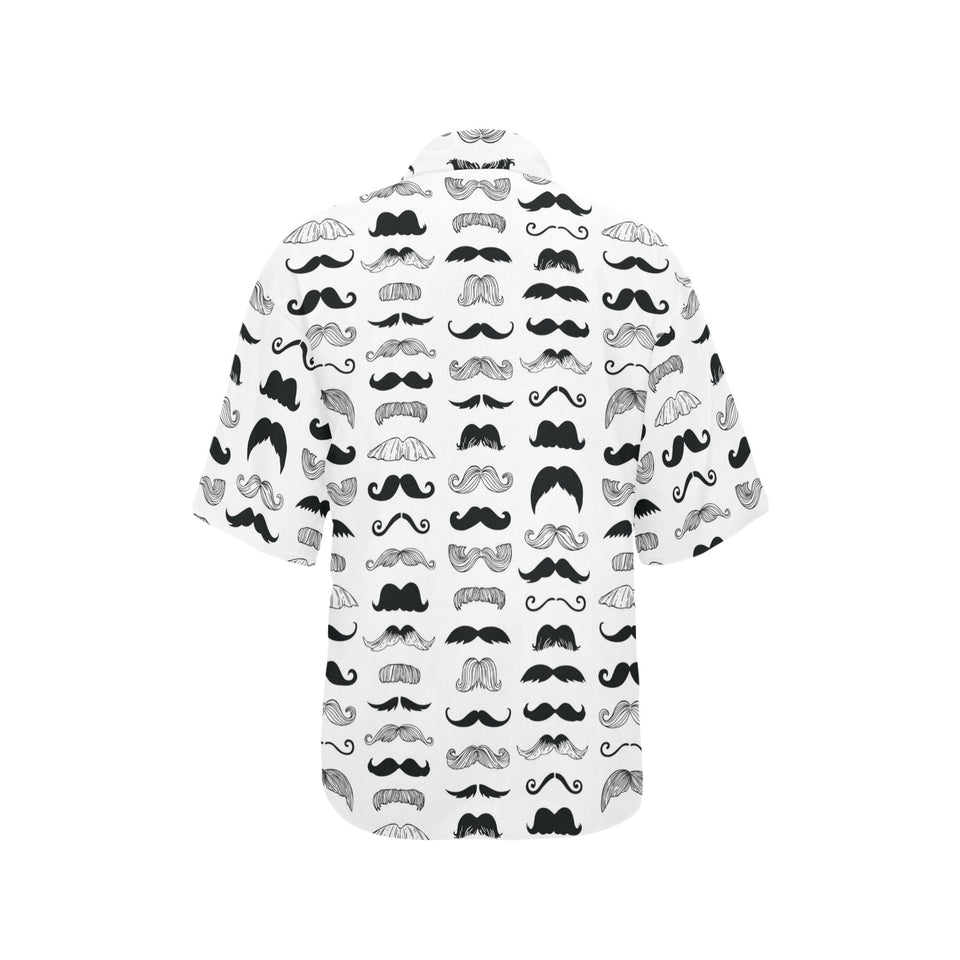Mustache Beard Pattern Print Design 04 Women's All Over Print Hawaiian Shirt