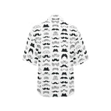 Mustache Beard Pattern Print Design 04 Women's All Over Print Hawaiian Shirt