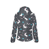 unicorn rainbows moon clound star pattern Women's Padded Hooded Jacket