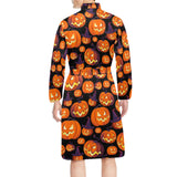 Halloween Pumpkin pattern Men's Long Sleeve Belted Night Robe