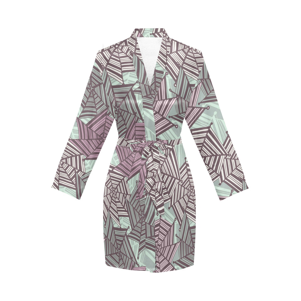 Spider web cobweb design color pattern Women's Long Sleeve Belted Night Robe