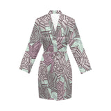 Spider web cobweb design color pattern Women's Long Sleeve Belted Night Robe