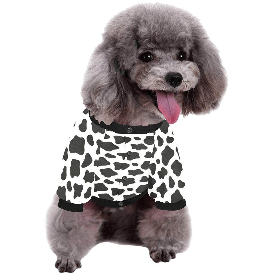 Cow skin pattern All Over Print Pet Dog Round Neck Fuzzy Shirt
