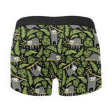 Cute sloths tropical palm leaves black background Men's All Over Print Boxer Briefs Men's Underwear