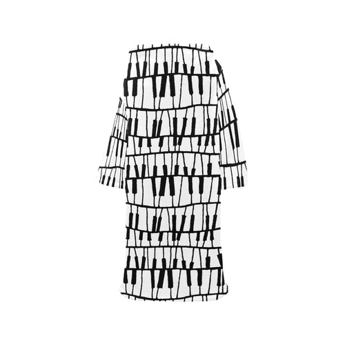 Piano Pattern Print Design 03 Blanket Robe with Sleeves