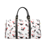 Cool rooster chicken cock floral ornament backgrou Travel Bag