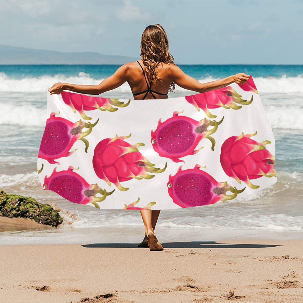 dragon fruits design pattern Beach Towel