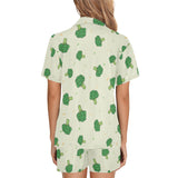 Broccoli pattern Women's V-Neck Short Pajama Set