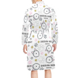 Siberian Husky design pattern Men's Long Sleeve Belted Night Robe