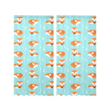Fox pattern blue b ackground Gauze Curtain