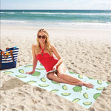 Durian pattern blue background Beach Towel