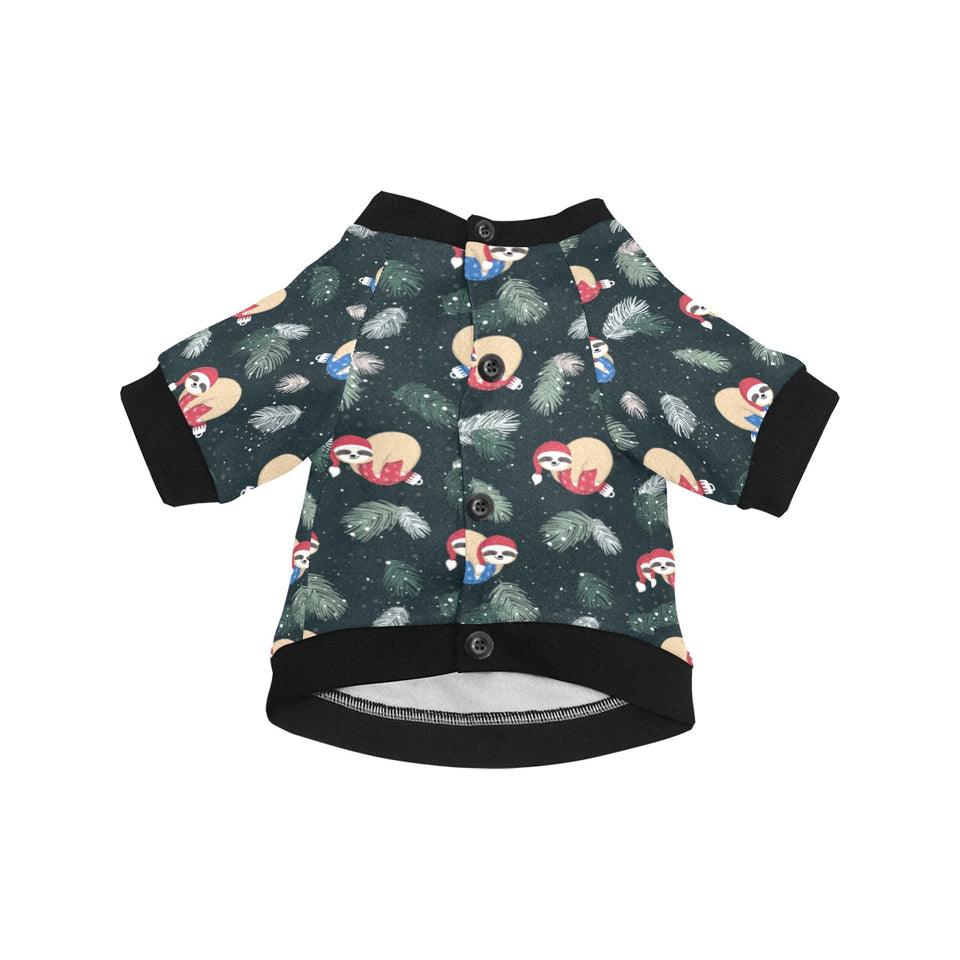Cute sloths sleeping christmas ball santa hat patt All Over Print Pet Dog Round Neck Fuzzy Shirt