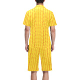 Corn Pattern Print Design 04 Men's V-Neck Short Pajama Set
