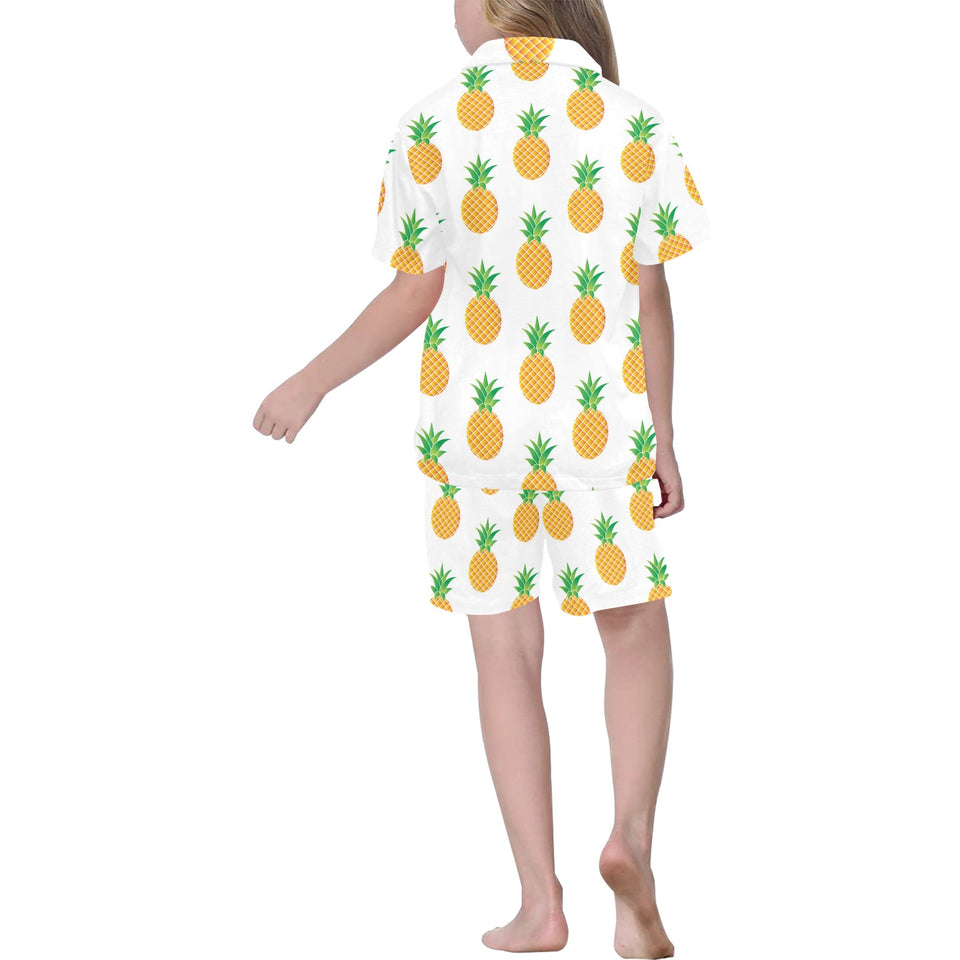 Pineapples pattern Kids' Boys' Girls' V-Neck Short Pajama Set
