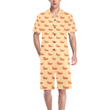 Sausage Pattern Print Design 03 Men's V-Neck Short Pajama Set