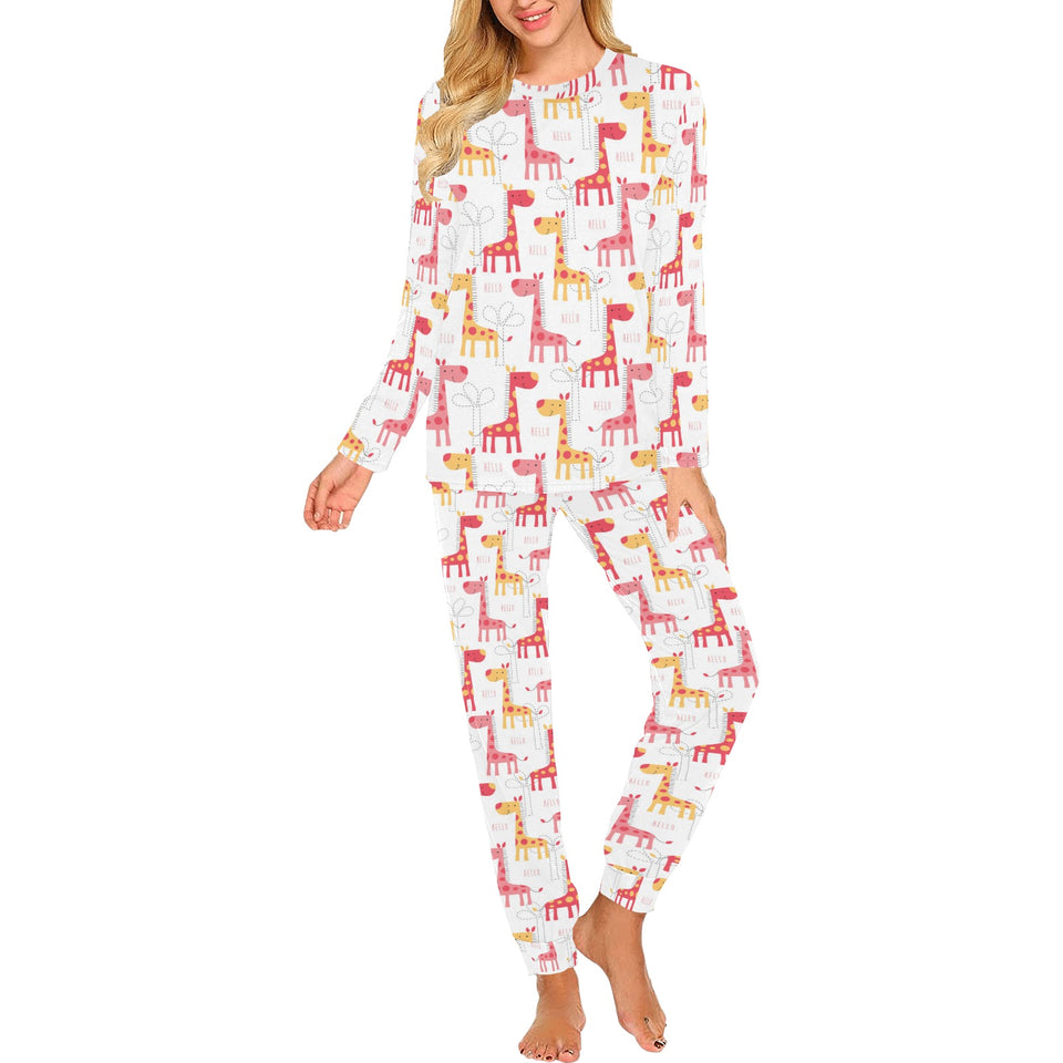 Giraffe Pattern Print Design 03 Women's All Over Print Pajama Set