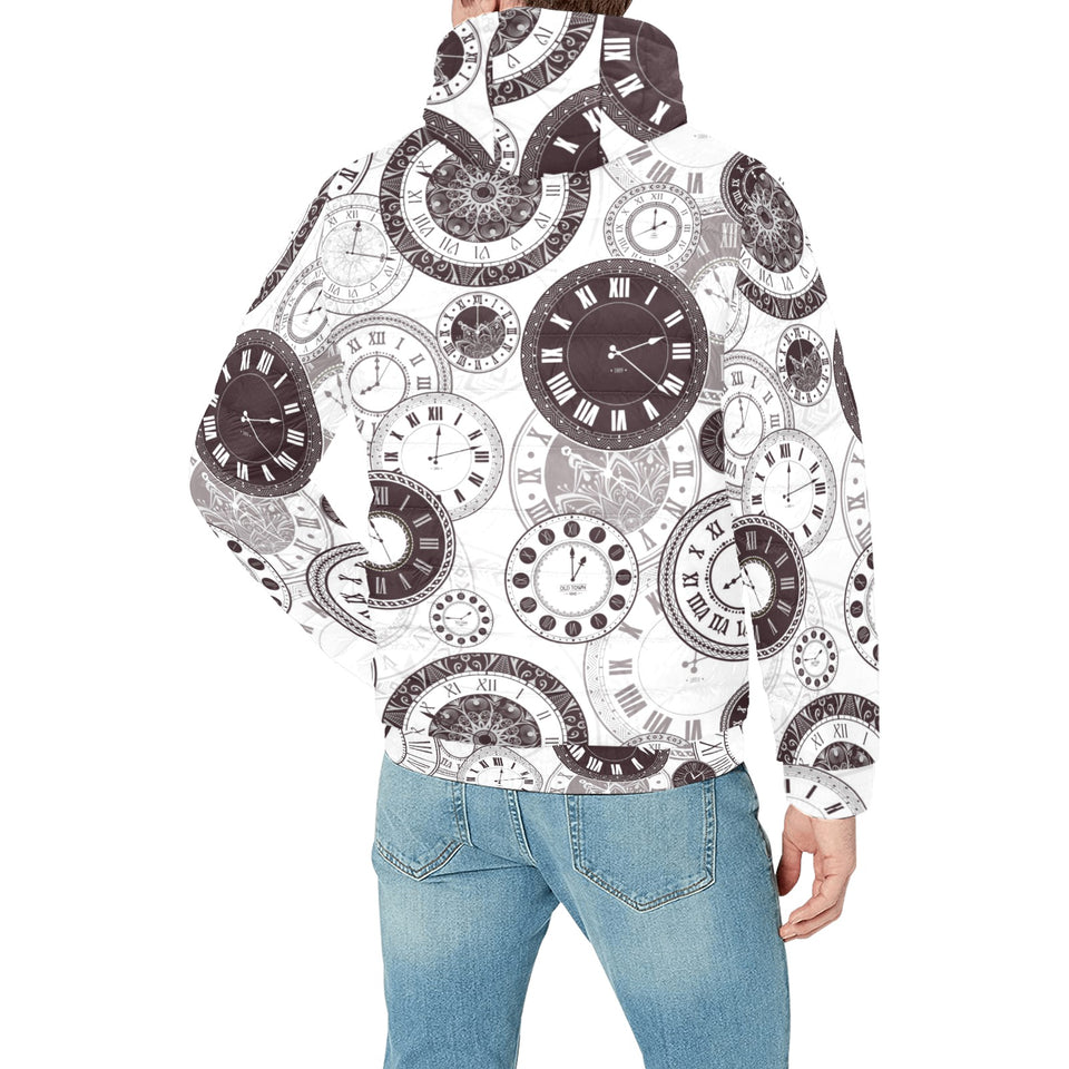 Classic vintage clock pattern Men's Padded Hooded Jacket