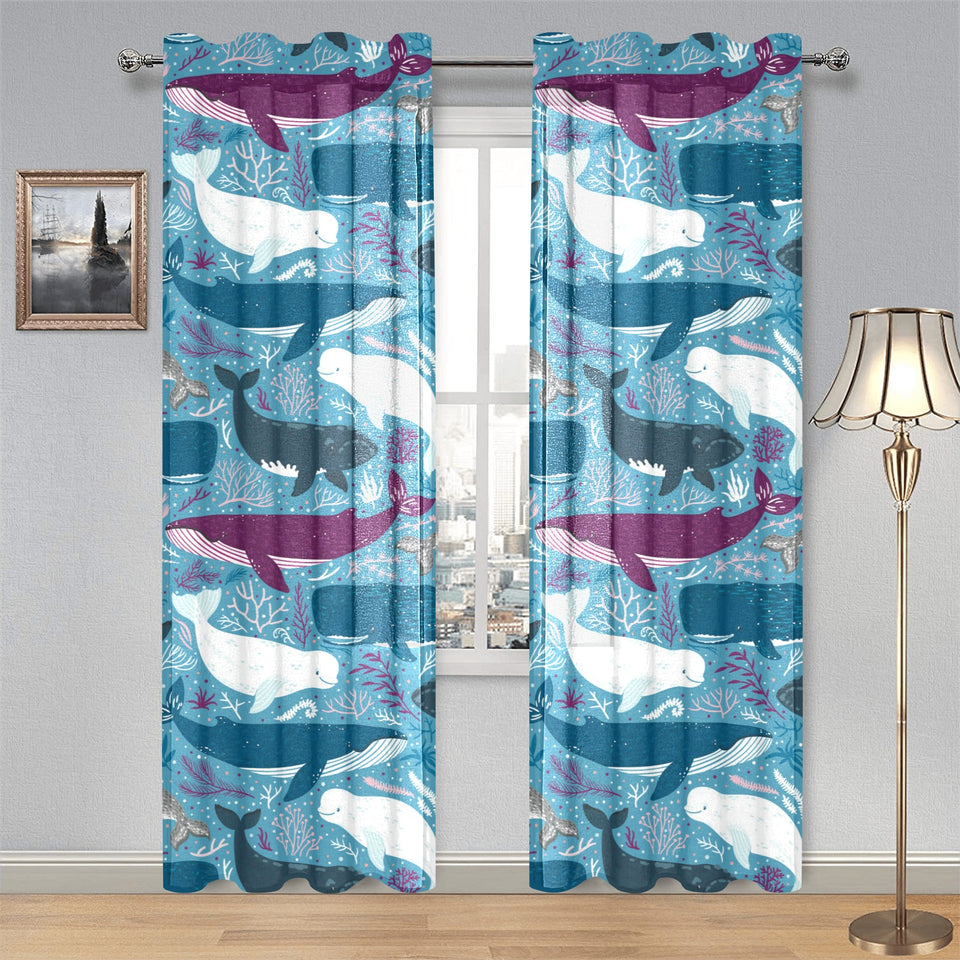 Whale design pattern Gauze Curtain