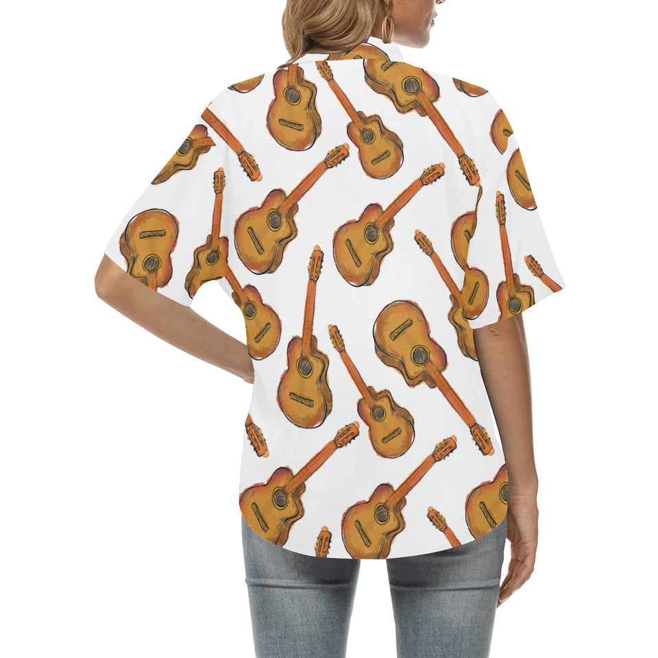 Paint Guitar Pattern Women's All Over Print Hawaiian Shirt