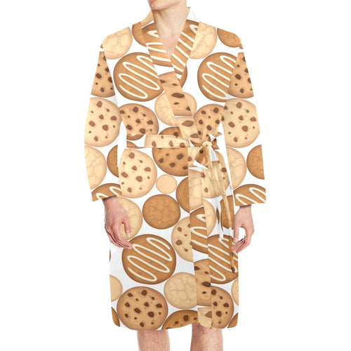 Various cookie pattern Men's Long Sleeve Belted Night Robe