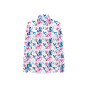 Hummingbird Pattern Print Design 02 Women's Long Sleeve Polo Shirt