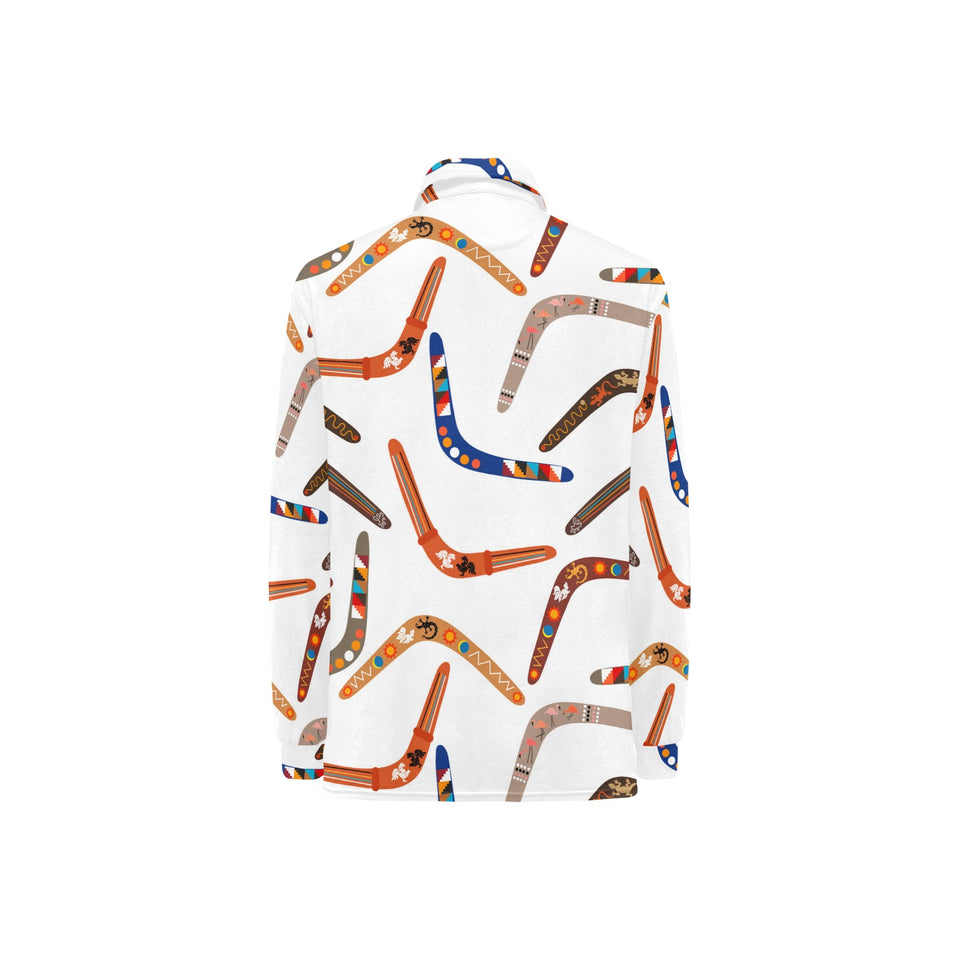 Boomerang Australian aboriginal ornament pattern Women's Long Sleeve Polo Shirt
