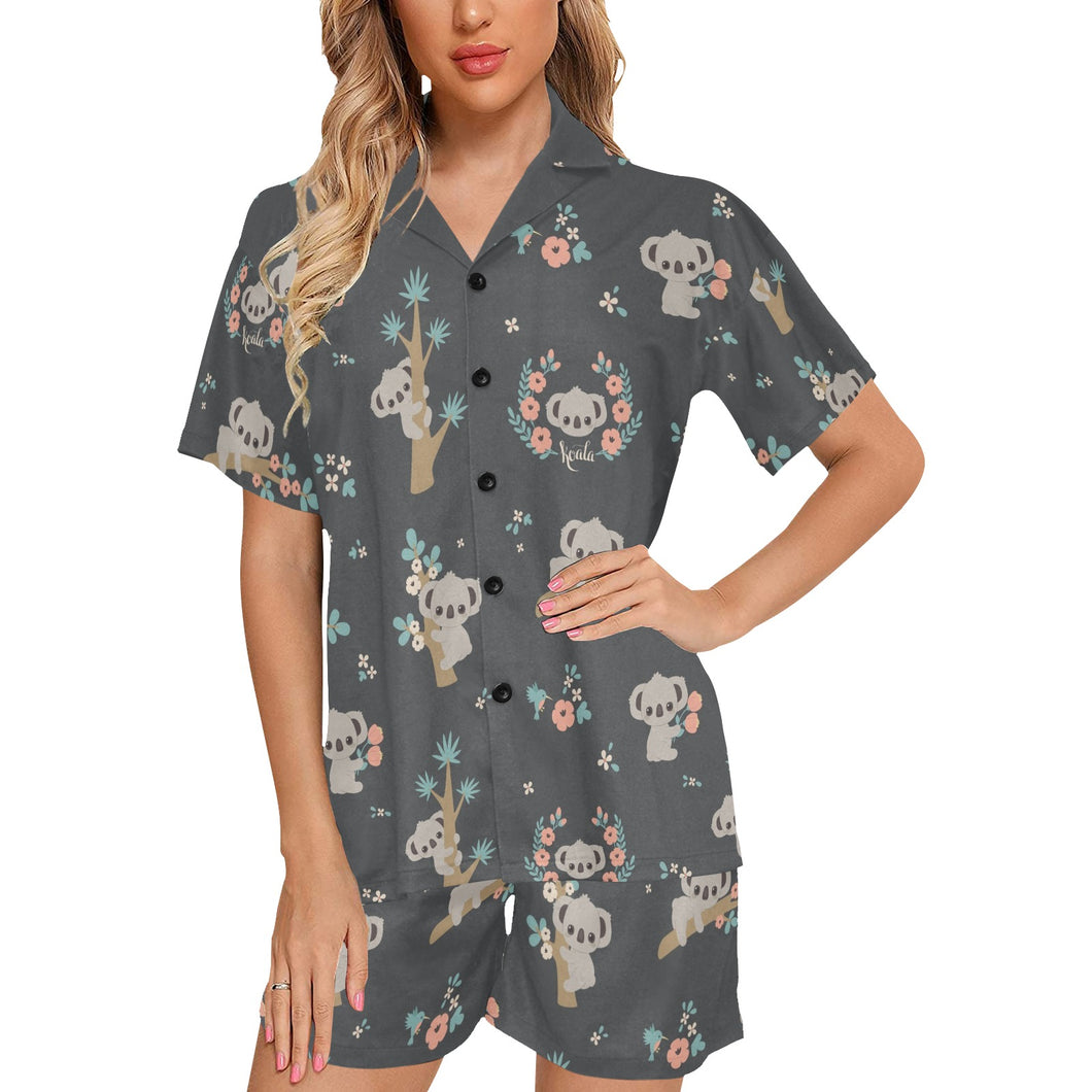 Cute koala pattern Women's V-Neck Short Pajama Set