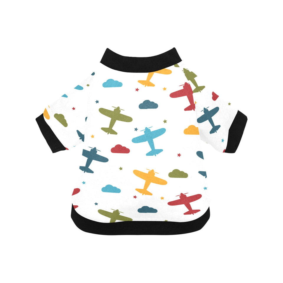 Airplane star cloud colorful All Over Print Pet Dog Round Neck Fuzzy Shirt
