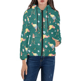 Kangaroo leaves pattern Women's Padded Hooded Jacket