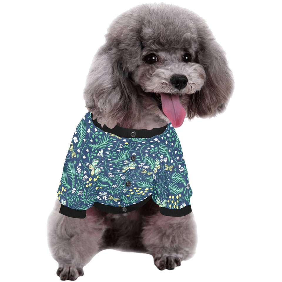 butterfly leaves pattern All Over Print Pet Dog Round Neck Fuzzy Shirt