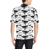 Black whale pattern Men's All Over Print Polo Shirt