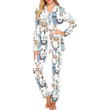 lama Alpaca cactus hand drawn pattern Women's Long Pajama Set