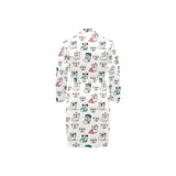 English Bulldog Pattern Print Design 03 Men's Long Sleeve Belted Night Robe