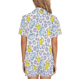 Duck Pattern Print Design 01 Women's V-Neck Short Pajama Set