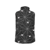 Spider web design pattern Black background white c Men's Padded Vest