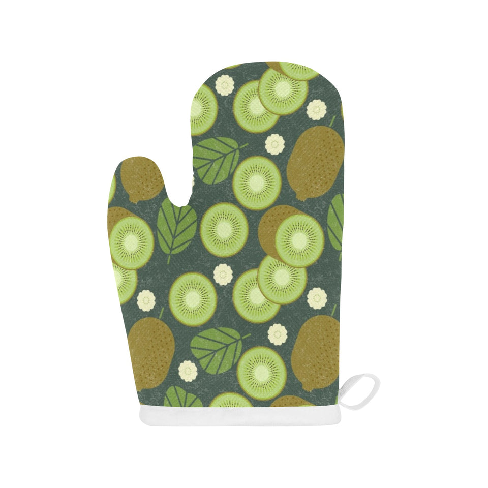 Whole sliced kiwi leave and flower Heat Resistant Oven Mitts