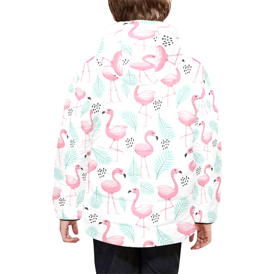 Cute flamingo pattern Kids' Boys' Girls' Padded Hooded Jacket