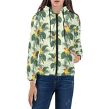 Beautiful parrot palm leaves pattern Women's Padded Hooded Jacket