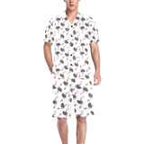 Ostrich Pattern Print Design 02 Men's V-Neck Short Pajama Set