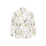 Beautiful Japanese cranes pattern Men's Long Sleeve Polo Shirt
