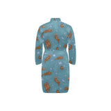 Sea otters pattern Men's Long Sleeve Belted Night Robe