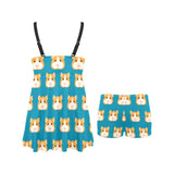 Guinea Pig Pattern Print Design 03 Chest Sexy Pleated Two Piece Swim Dress