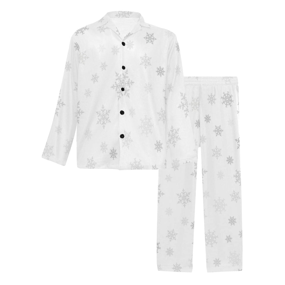 Snowflake pattern white background Men's Long Pajama Set